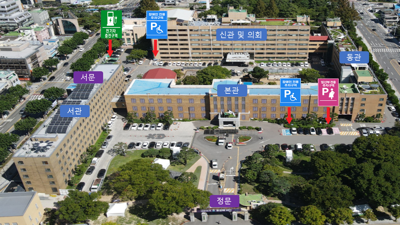 주차구역별 안내도 이미지 - 자세한 내용은 하단 대체텍스트 참조